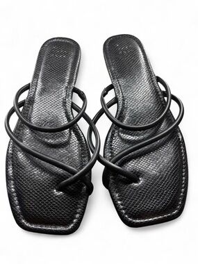 a new day Black Multi-Strap Square-Toe Slide Sandals